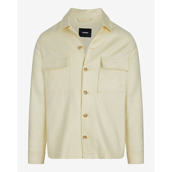 EXPRESS EXTRA SLIM YELLOW LINEN-BLEND SHIRT JACKET MEDIUM RETAIL $149 NEW - Picture 6 of 7